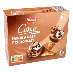 Cono sabor a nata y chocolate